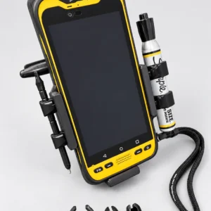 Trimble TDC600 data collector in an OCS Fabrication rugged holder with configurable pen and marker holders